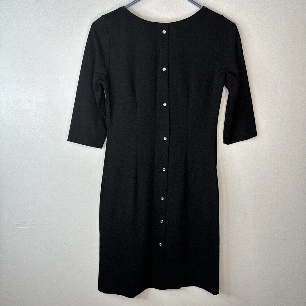 Ferrante Italian Dress Sz XS Rhinestone Detail Black Viscose Made In Italy NWT - Picture 6 of 15